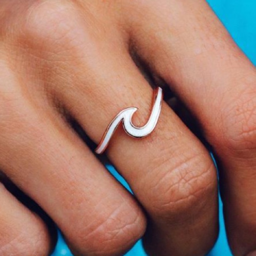 🆕WT! Rose Gold White Wave Ring, Various Sizes